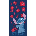 Serviette de plage - stitch et fleurs rouges - 90x170 cm