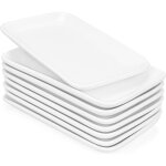 Azb lot de 8 assiettes rectangulaires en porcelaine blanc 20, 3 cm, azb lot de 8 assiettes rectangulaires ...