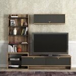 Azura home design - ensemble meuble tv piril noyer anthracite 180 cm