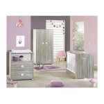 Baby price - chambre bb complete - lit 120x60, commode a langer et armoire smile - chene silex