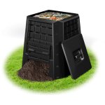 Bac  compost de jardin 38, composteur extrieur avec couvercle & plusieurs arations rglables, baril ...