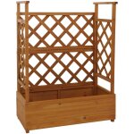 Bac � fleurs sur�lev� avec treillis 3 c�t�s jardini�re 114 x 85 x 44 cm brise - vue balcon en bois 040008930 ...