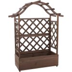 Bac � fleurs sur�lev� avec treillis 4 c�t�s jardini�re 138 x 110 x 44 cm brise - vue ext�rieur en bois ...