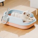 Bac  litire pour chat 52 36 16 cm semi ouverte anti - claboussure - bac  litire pour chat avec rebord ...