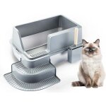 Bac litiere pour chat, bac � liti�re en acier inoxydable, grand pour les chats et les lapins bac litiere ...