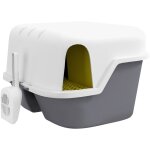 Pawhut - bac  litire chat semi - ferm - couvercle suprieur verrouillable ouvrable, pelle - 50 x 50 ...