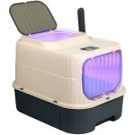 Bac  litire pour chat strilis aux uv, bac  litiere chat autonettoyante, 37x49x37cm, noir