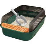 Bac  litire pour chat xxl 51x35x18 cm i semi - ferm - amovible, rsistant aux claboussures - avec ...