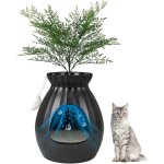 Bac litiere pour chat xxl avec dsodorisation ionique, grande caisse chat litiere 63l avec plante artificielle ...