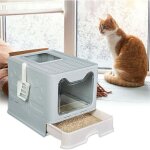 Bac litire chat xxl: maison de toilette pour chats anti odeur caisse litire ferme grande taille avec ...