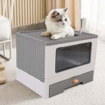 Bac � liti�re ferm� pour chat, facile � nettoyer, grande capacit�, emp�che les �claboussures, pliable ...