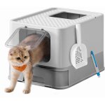 Bac � liti�re ferm� pour chat, maison de toilette, plateau amovible, pelle, brosse, pour grand chat, ...
