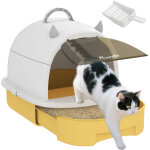 Bac � liti�re ferm� chat - pawhut - 2 packs de filtres charbon - poign�e de transport - porte translucide ...