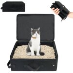 Bac a litiere de voyage pour chat avec couvercles, pliable litiere portable pour chat, impermable, rsistant ...