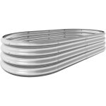 Bac potager ovale en m�tal 90�29�18 cm ? jardini�re longue sur pied bas pour balcon, terrasse ou jardin ...