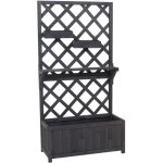 Bac potager avec treillis jardini�re avec �tag�re et bacs suspendus 135 x 70 x 30 cm en bois anthracite ...