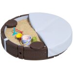 Bac � sable avec 3 places assises et housse, �tanche, pour enfants 1. 5 � 5 ans, marron fonc� - jardin ...