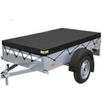 B�che pour remorque noir 214 x 122 x 13 cm en tissu oxford - imperm�able, coupe - vent, protection solaire, ...