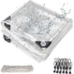Bche transparente avec ?illets pour l'extrieur, bche en pvc transparent 420g / m, avec 20 serre - ...
