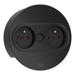 Borne prise encastrable ronde twist 2 - d�cor : noir - version : 2 prises secteur bachmann