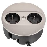 Bachmann twist 2 prise de table, 2x ute, acier inoxydable, ronde, france