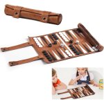 Backgammon - jeu de voyage � enrouler - jeu de soci�t� backgammon - avec accessoires - noir et blanc ...
