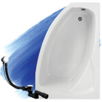Badland - baignoire bain d'angle 140x80 droite, siphon de bain et pieds (support) - set 3en1 - fabriqu� ...