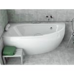 Baignoire bain d'angle 150x70 gauche avec tablier en acrylique + poign�e + appui - t�te, siphon de bain ...