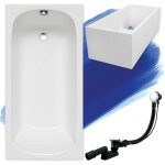 Badland - baignoire rectangulaire 120x70 avec support en polystyrne, siphon de bain et pieds (support) ...