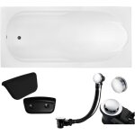 Badland - baignoire rectangulaire 170x70 + appui - t�te, siphon de bain et pieds (support) - set 4en1 ...