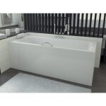 Baignoire rectangulaire 170x75 avec tablier en acrylique + poigne + appui - tte, siphon de bain et ...