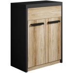 Badplaats - meuble sous - vasque adam 60 cm - noir et ch�ne - meuble de salle