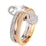 Bague cr�ative tricolore d�tachable, style f�minin, micro - incrust�e de zircon aaa.