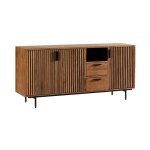 Pier import - bahut contemporain teck recyclé 3 portes rainurées fano Pier import - bahut contemporain teck recyclé 3 portes rainurées fano