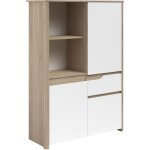 Bahut haut - betty - blanc / chene - 3 portes - 1 tiroir - parisot