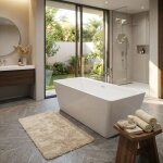 Baignoire acrylique rectangulaire de 170 cm � poser ou � fixer au mur - giasyn