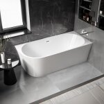 Bernstein - baignoire d'angle semi - ilot acrylique 170x78x60cm blanc mat + bonde et trop plein - installation ...