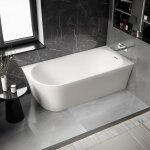 Baignoire d'angle semi - îlot acrylique 170x80x58cm blanc mat + bonde et trop plein - installation à ... Baignoire d'angle semi - îlot acrylique 170x80x58cm blanc mat + bonde et trop plein - installation à ...