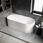 Bernstein - baignoire d'angle semi - îlot acrylique ovale moderne pour salle de bain avec bonde et trop ... Bernstein - baignoire d'angle semi - îlot acrylique ovale moderne pour salle de bain avec bonde et trop ...