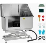 Baignoire pour animaux en acier inoxydable, station de toilettage lectrique 127 cm avec filtre, robinet, ...