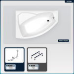 Otitec - baignoire asymétrique - 130 x 85 cm - gauche - sans habillage - avec pieds - vidage chrome - ... Otitec - baignoire asymétrique - 130 x 85 cm - gauche - sans habillage - avec pieds - vidage chrome - ...
