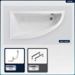 Otitec - baignoire asym�trique - 140 x 70 cm - gauche - sans habillage - avec pieds - vidage chrome - ...