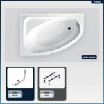 Otitec - baignoire asymtrique - 140 x 80 cm - gauche - sans habillage - avec pieds - vidage chrome - ...
