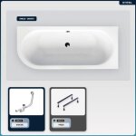 Otitec - baignoire asym�trique - 150 x 75 cm - gauche - sans habillage - avec pieds - vidage chrome - ...