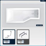 Otitec - baignoire asym�trique - 150 x 75 cm - gauche - sans habillage - avec pieds - vidage chrome - ...