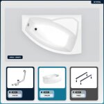 Baignoire asymétrique - 160 x 100 cm - droite - avec tablier - pieds - vidage chrome - rima Baignoire asymétrique - 160 x 100 cm - droite - avec tablier - pieds - vidage chrome - rima
