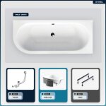 Baignoire asymétrique - 160 x 75 cm - droite - avec habillage - pieds - vidage chrome - avita slim Baignoire asymétrique - 160 x 75 cm - droite - avec habillage - pieds - vidage chrome - avita slim