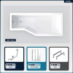 Otitec - baignoire asymétrique - 170 x 75 cm - droite - sans habillage - avec pieds - pare baignoire ... Otitec - baignoire asymétrique - 170 x 75 cm - droite - sans habillage - avec pieds - pare baignoire ...