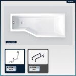 Otitec - baignoire asymétrique - 170 x 75 cm - droite - sans habillage - avec pieds - vidage chrome - ... Otitec - baignoire asymétrique - 170 x 75 cm - droite - sans habillage - avec pieds - vidage chrome - ...