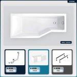 Otitec - baignoire asymtrique - 170 x 75 cm - gauche - avec tablier - pieds - vidage chrome - integra ...